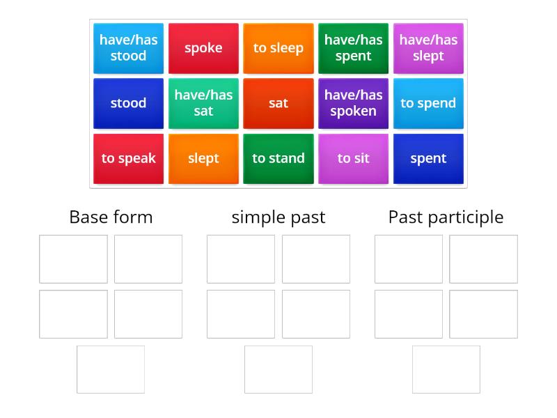 Irregular verbs to sit- to stand - Group sort