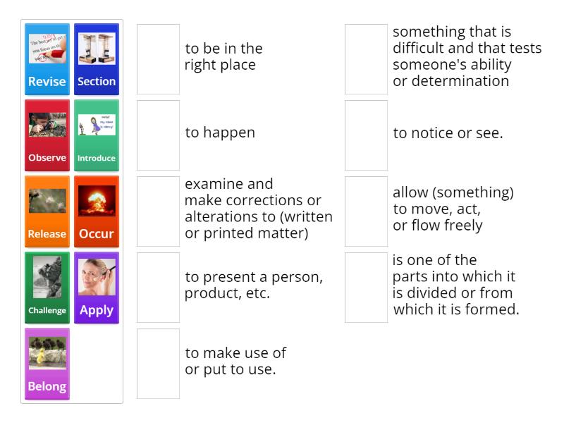 Vocabulary in Context - Match up