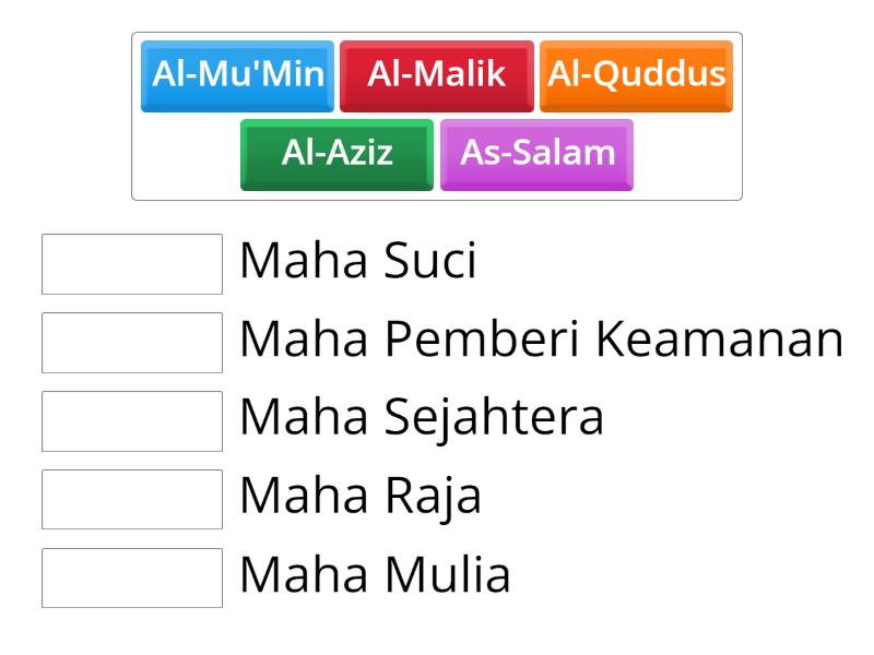 LKPD PAI-BP KELAS IV "Lima Asmaul Husna" - Match Up