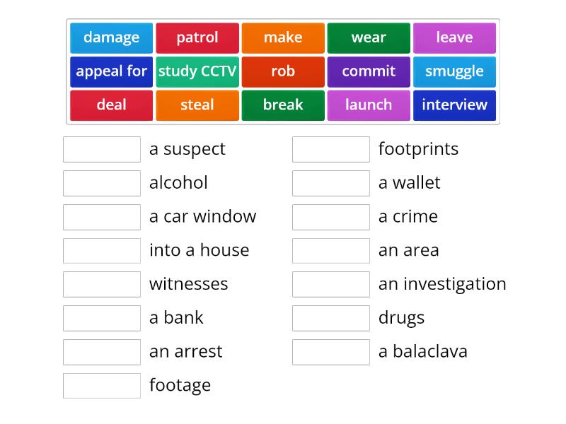 Crime verbs - Match up