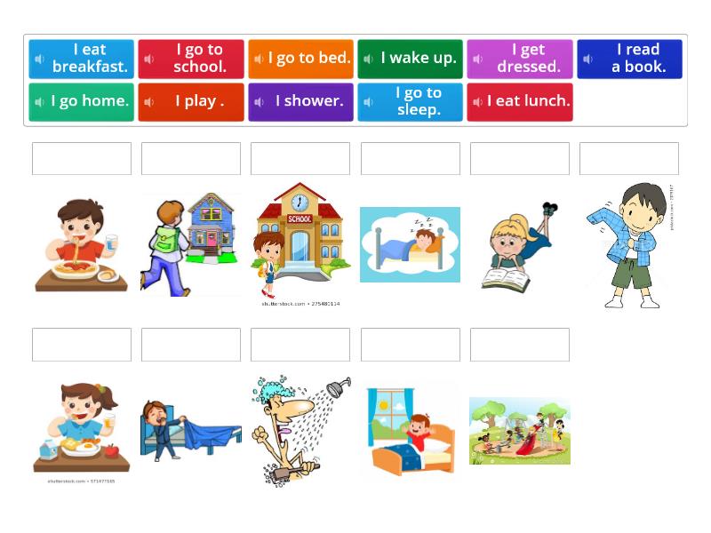 Daily routines Simple - Match - simple present first person - Match up