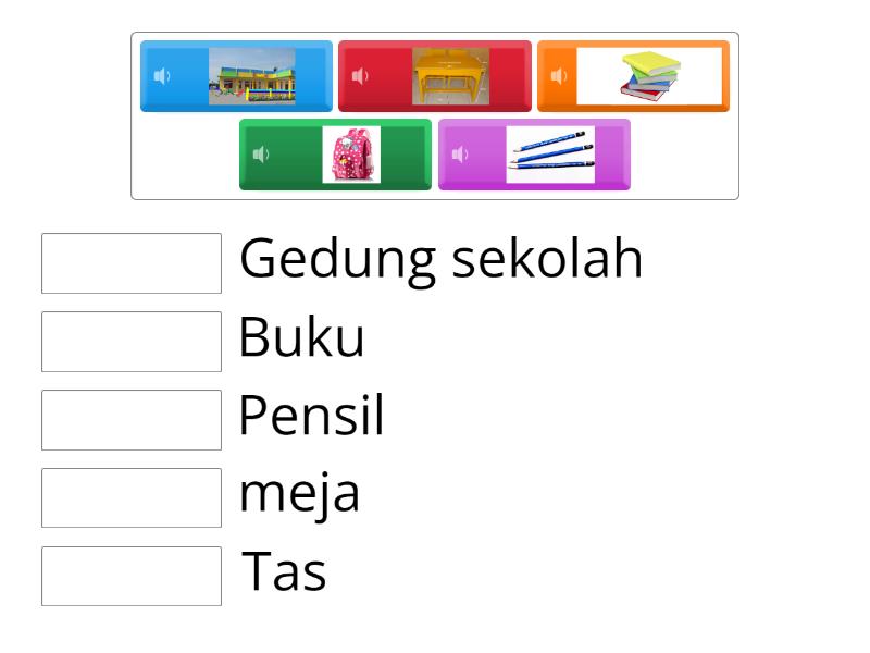 Mencocokkan perlengkapan sekolah - Match up