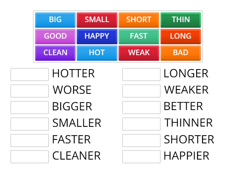 COMPARATIVE ADJECTIVES - Match up