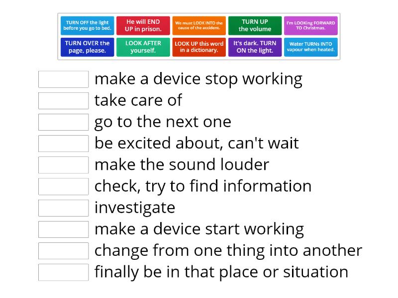 Optimise B1 Unit 1 Phrasal Verbs P.11 - Match Up