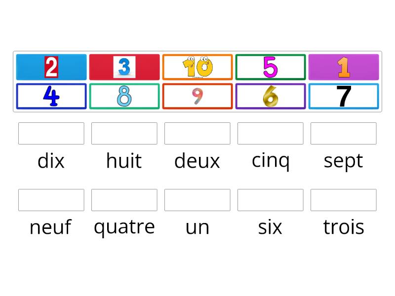 numeri in francese fino al dieci VDO - Match up