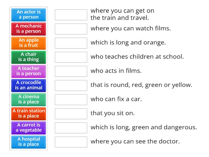 Relative Clauses - Match up