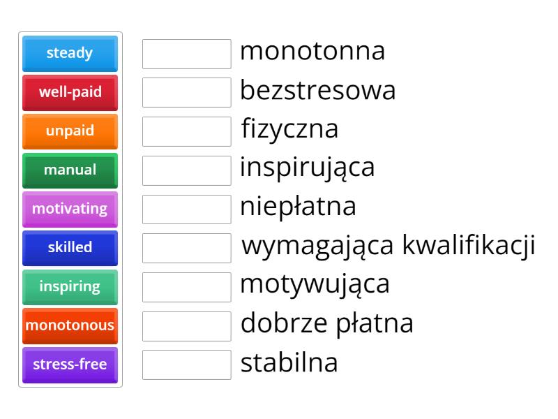 job adjectives - Match up