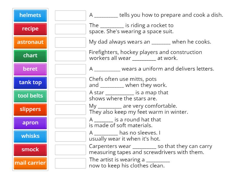 Clothesline Clues to Jobs People Do - Match up