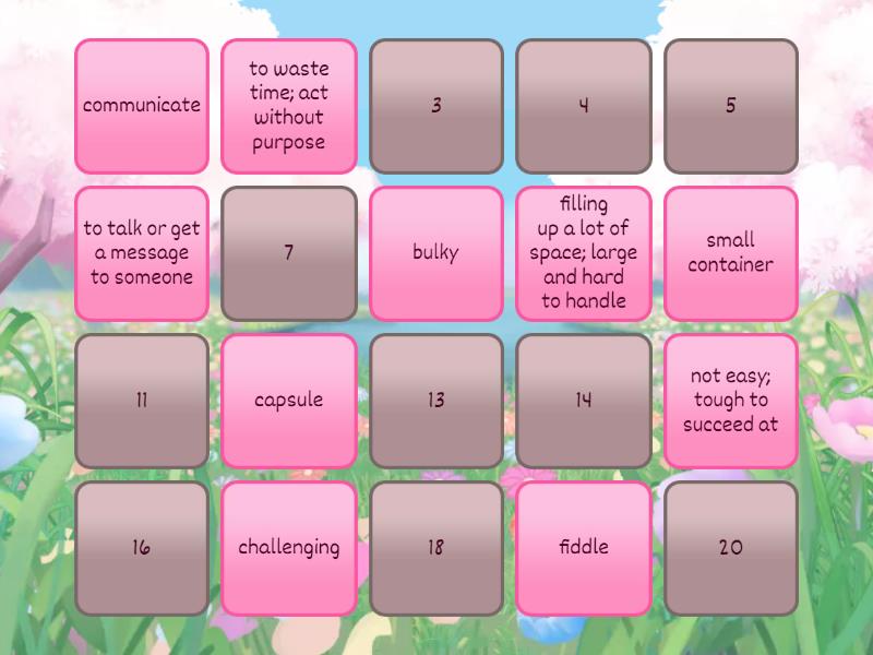 The Time Capsule: vocabulary words - Matching pairs