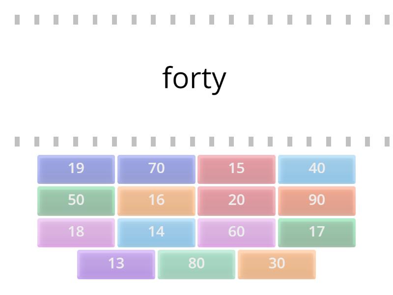 Grade 4 Teen/Ty Numbers - Find the match