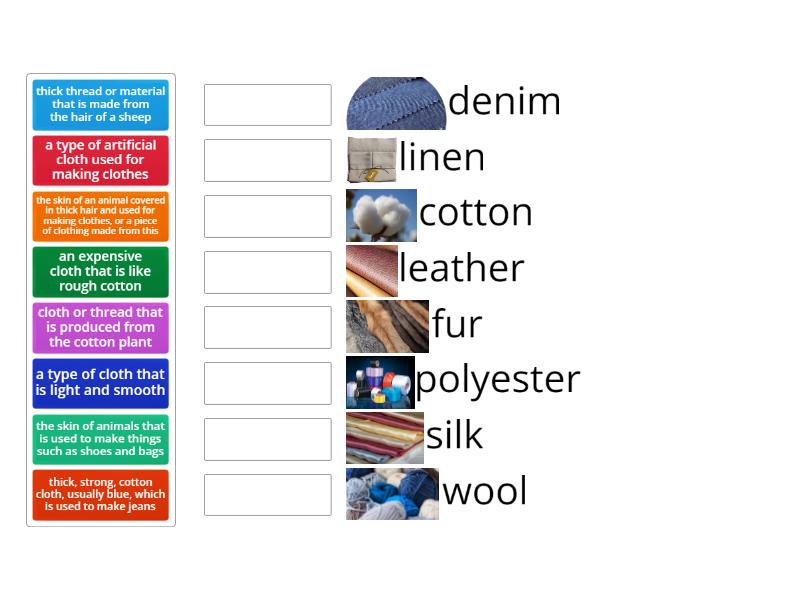 Types of fabrics - Match up