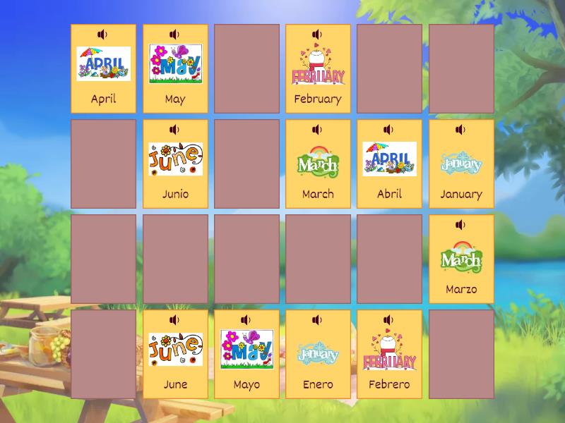 MONTHS OF THE YEAR MEMORY GAME - Matching pairs