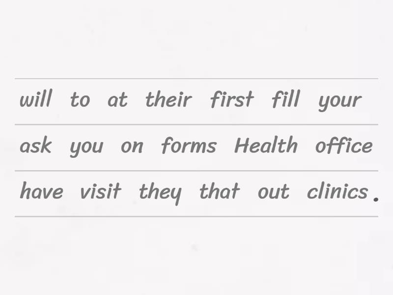 3. Instructions to fill out health forms (30 Mins) - Unjumble