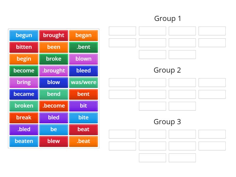 verb form - Group sort