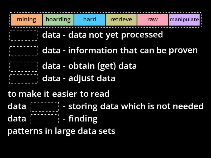 Data (raw, hard, mining, hoarding...) - Complete the sentence