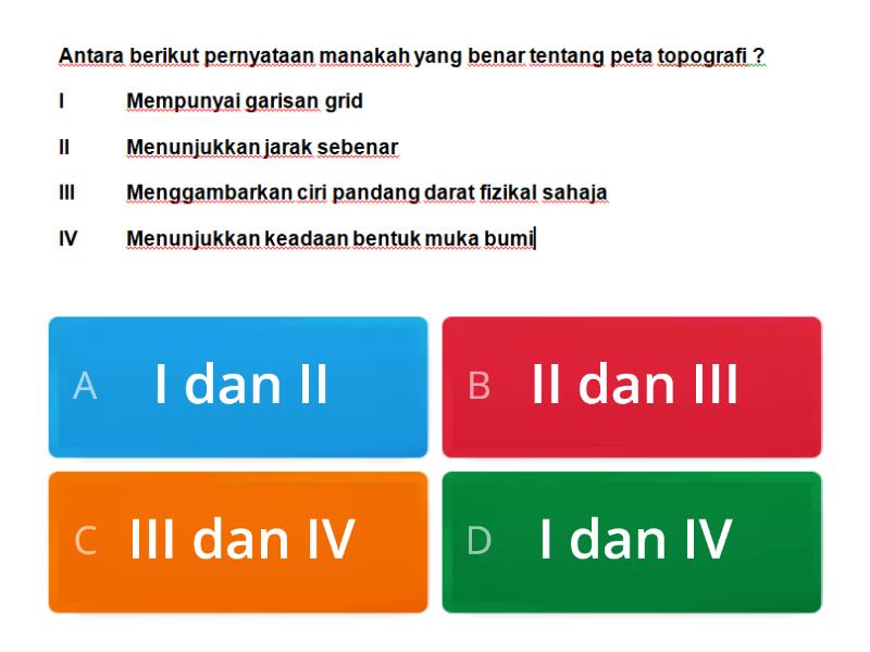 GEOGRAFI TINGKATAN 2 BAB 2 : PETA TOPOGRAFI - Quiz