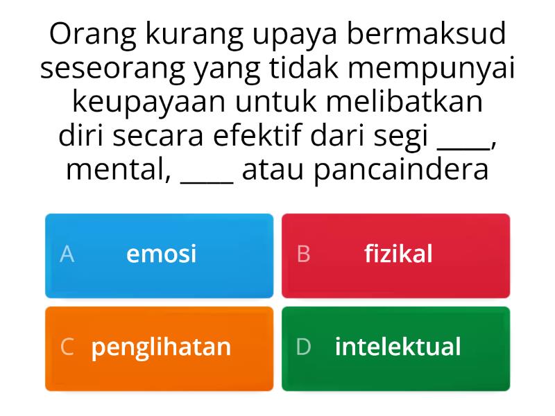 Adab Terhadap Orang Kurang Upaya - Quiz