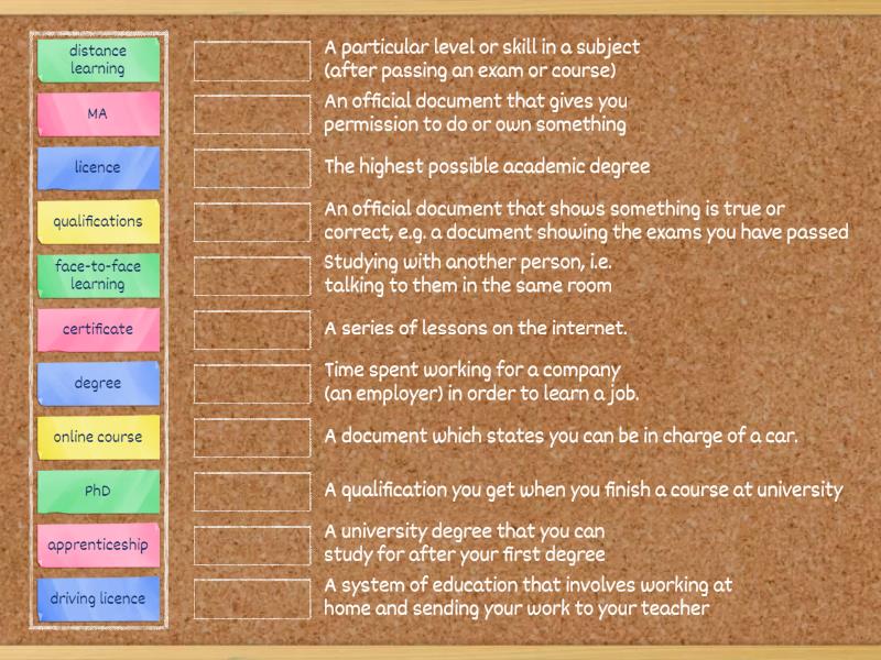 SO B1 U7.3 vocabulary drill Match up