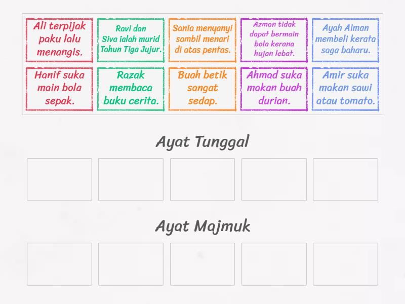 Mari Mengenal Ayat Tunggal Dan Ayat Majmuk Group Sort 2024