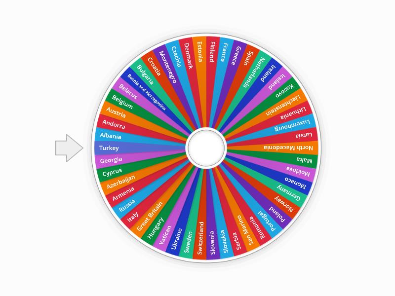 Wheel of European countries - Spin the wheel