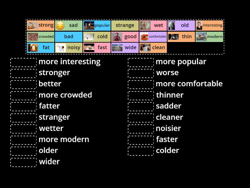 Comparative adjectives - Match up