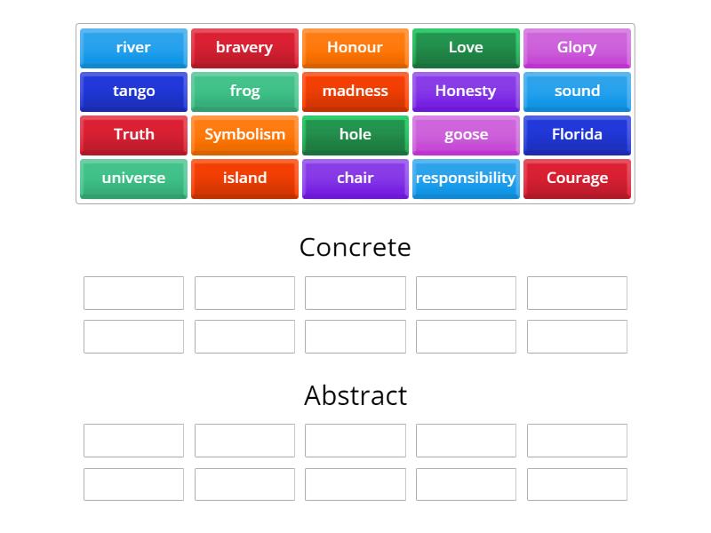 abstract and concrete nouns Group sort