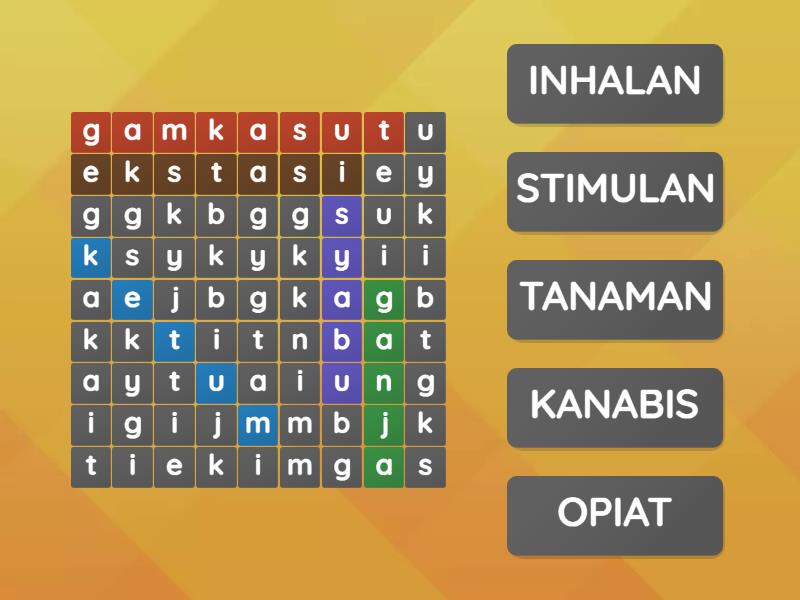 JENIS-JENIS DADAH - Wordsearch