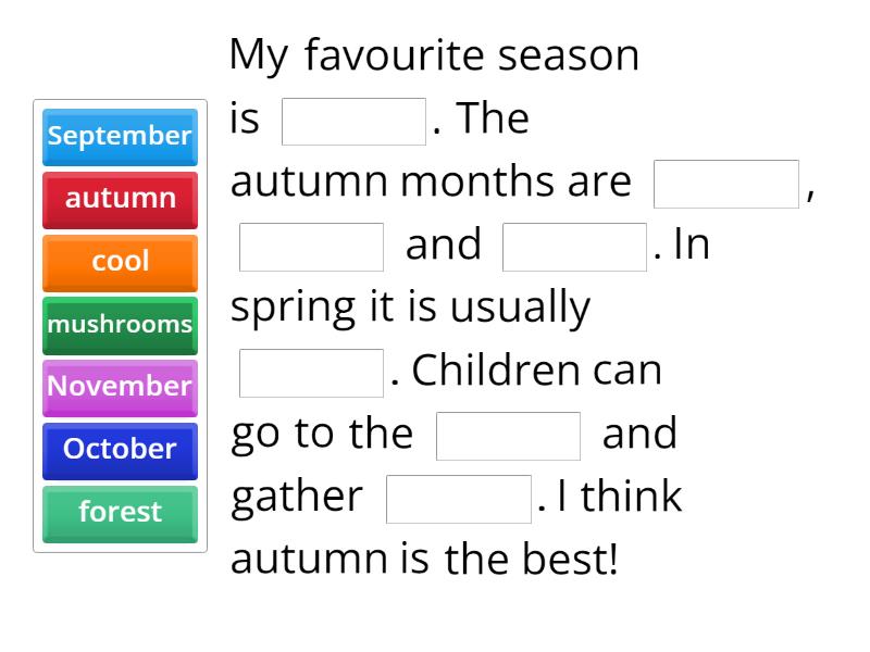 My favourite season - Complete the sentence