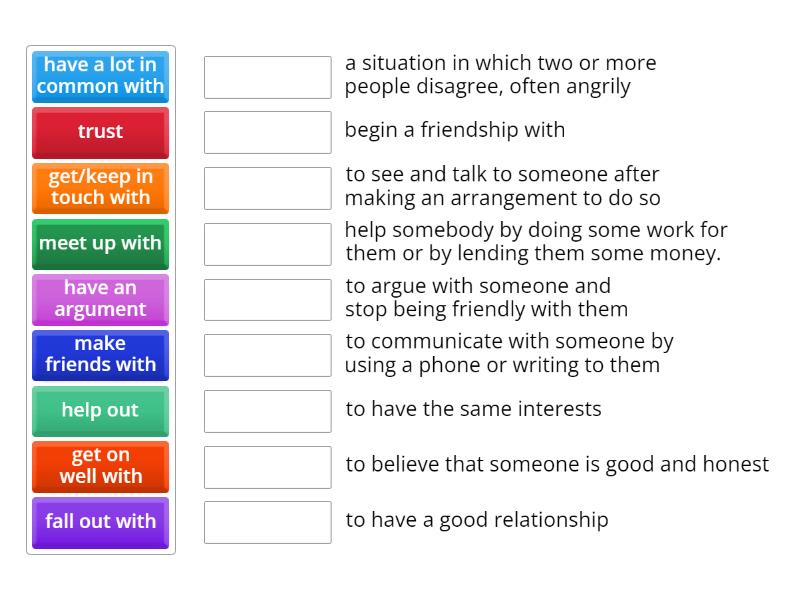 Friendship Vocabulary - Match up