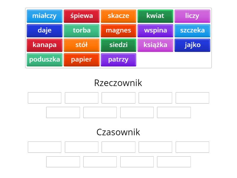 Rzeczownik Czy Czasownik Klasa 2 - Group Sort