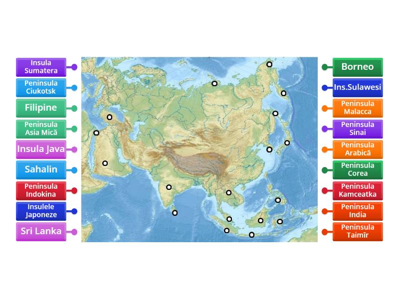 Asia Insule Si Peninsule Diagramă Etichetată