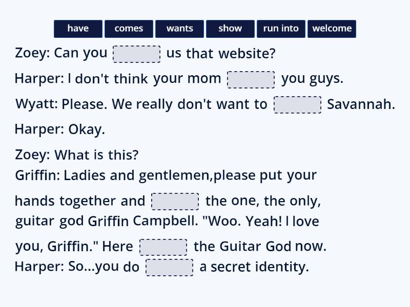 SS1 - Griffin's secret identity - Complete the sentence