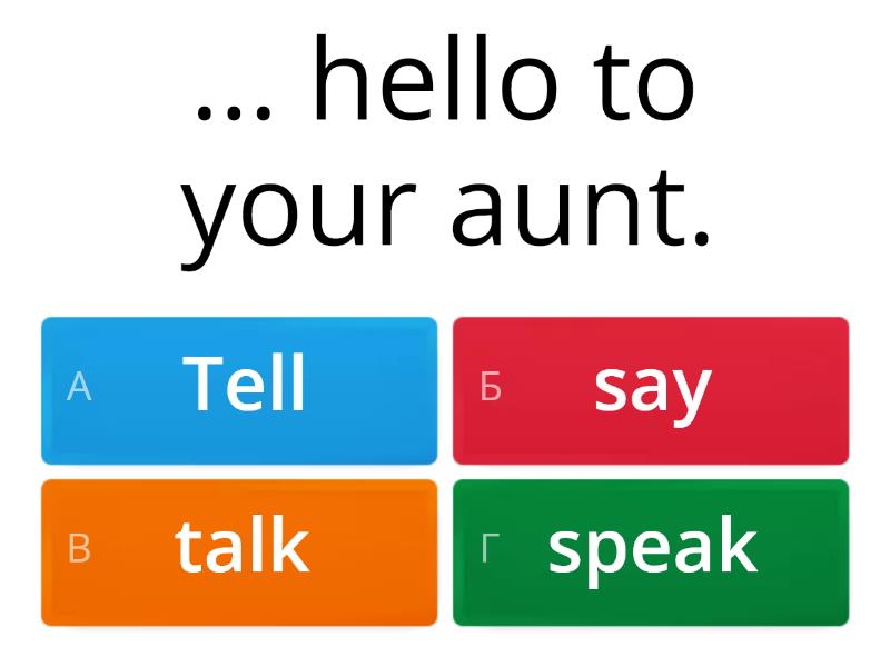 Say, tell, speak, talk - Quiz