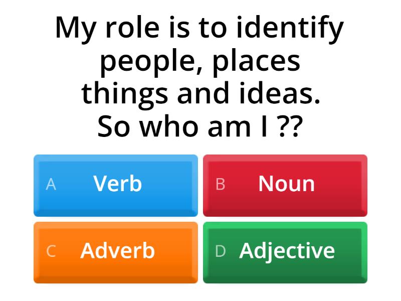 NounVerbAdjectiveAdverb Quiz
