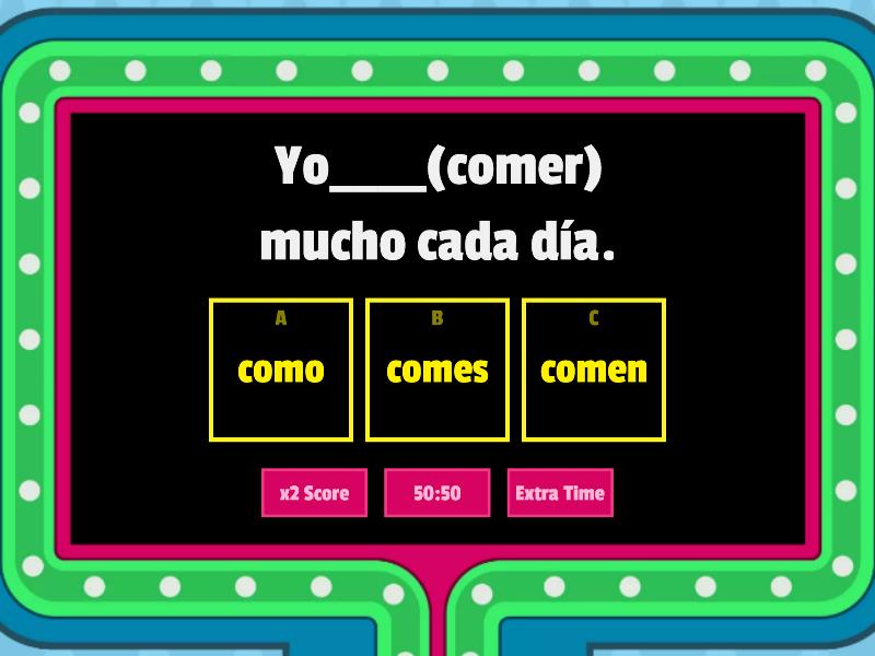 Profe Love Present Tense REGULAR ER Verbs Spanish - Gameshow quiz