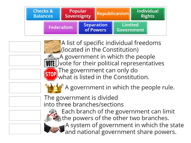 7 Principles of Government- Matching - Match up