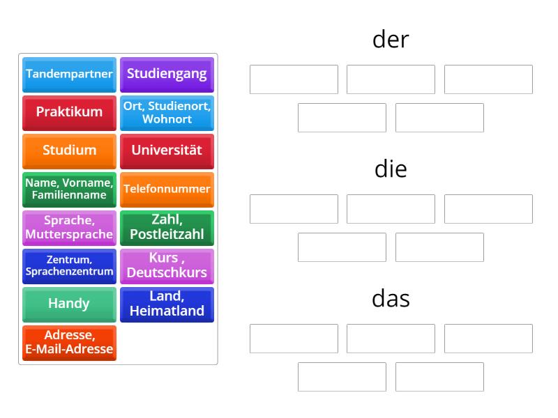 Artikel: der? die? das? - Group sort