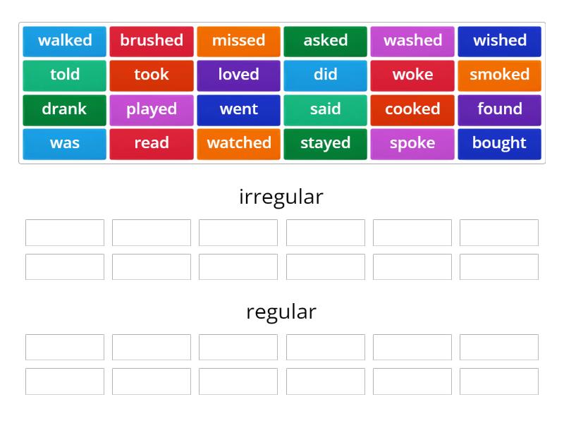 regular and irregular verbs - Group sort