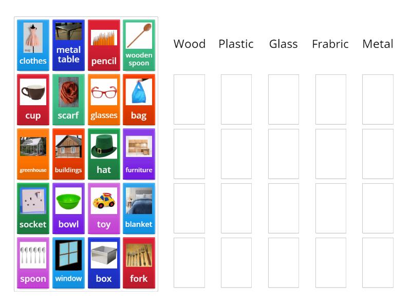 Types of materials - Group sort