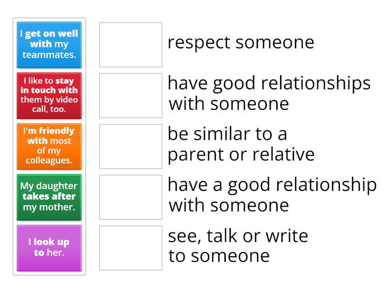 Speakout B1 unit 1 vocabulary - Une las parejas