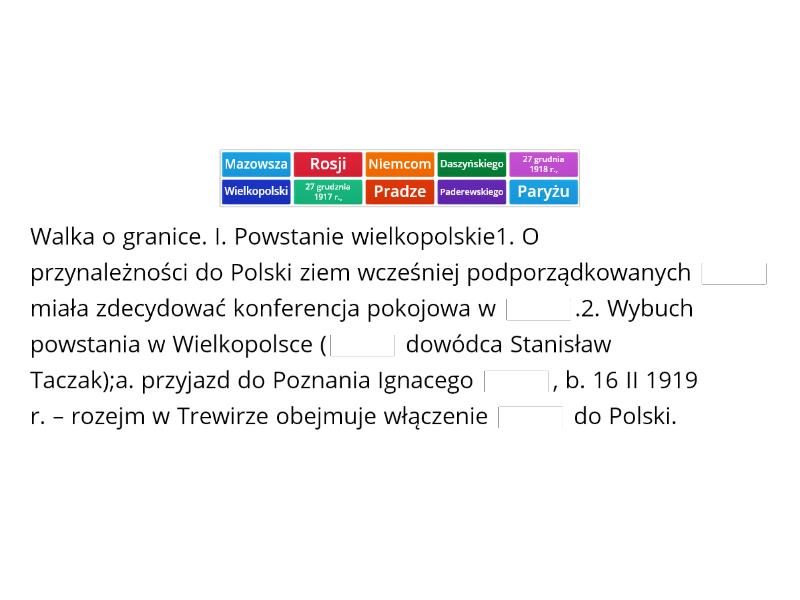 Walka O Granice. Klasa 7 - Complete The Sentence