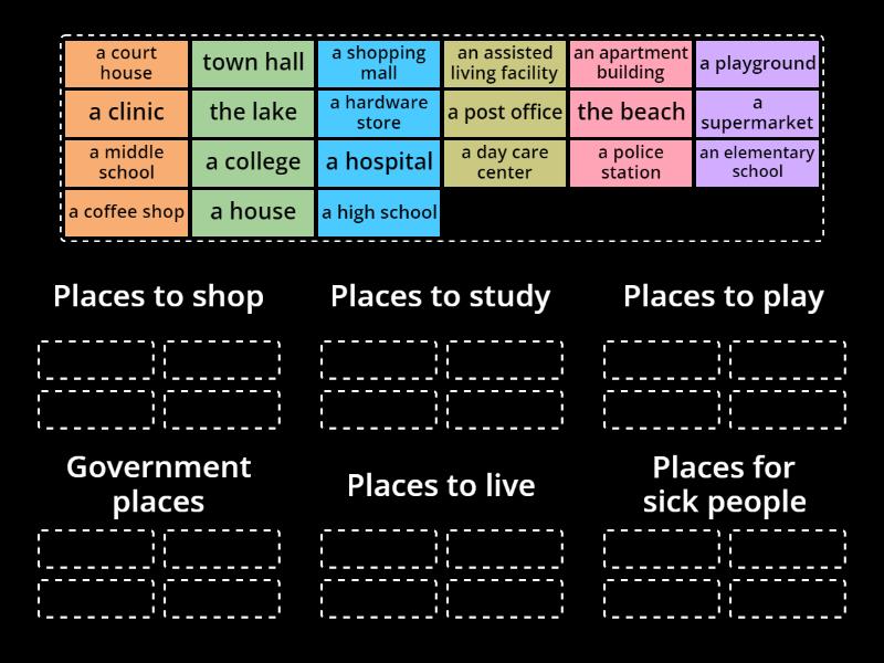 Places Around Town - Group sort