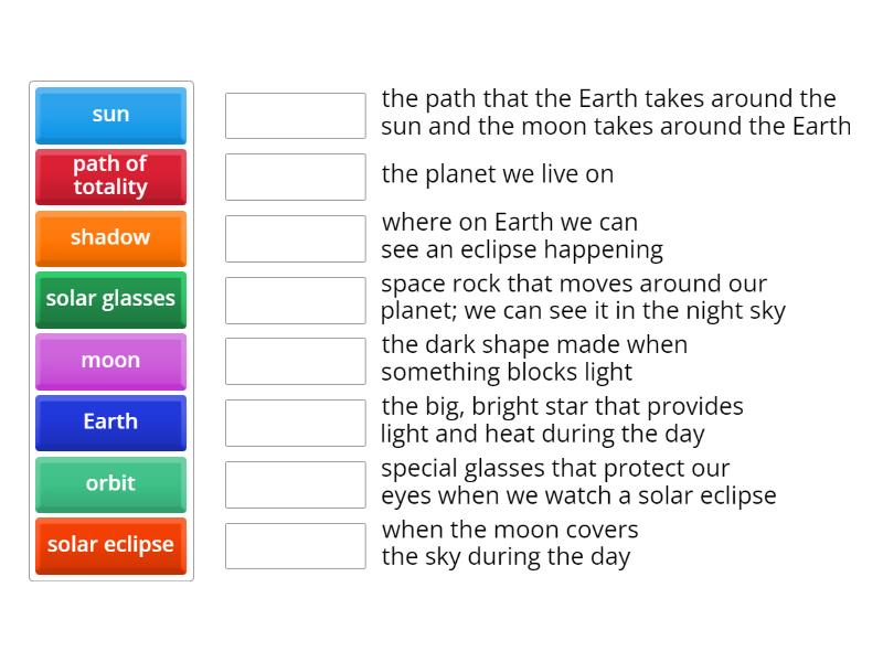 2024 Eclipse Vocabulary beginner - Match up