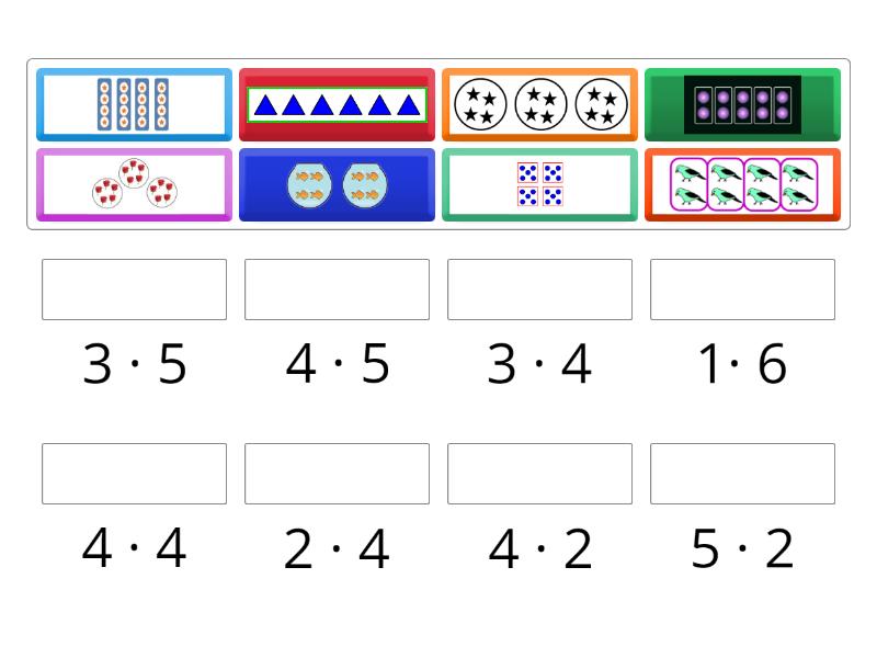 Repeated addition, groups and elements - Match up