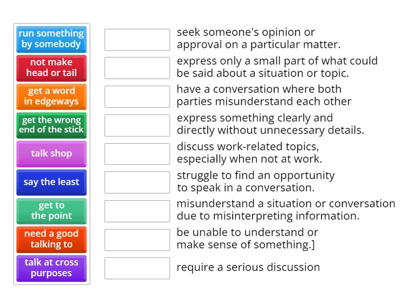 SpeakOut Advanced Unit 6.2 idioms definitions - Match up