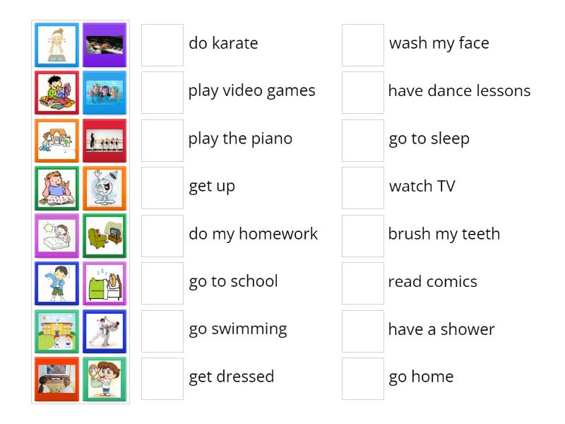 Bright Ideas 3. Unit 2. Daily routine - SP4 - klasy 3 - Match up