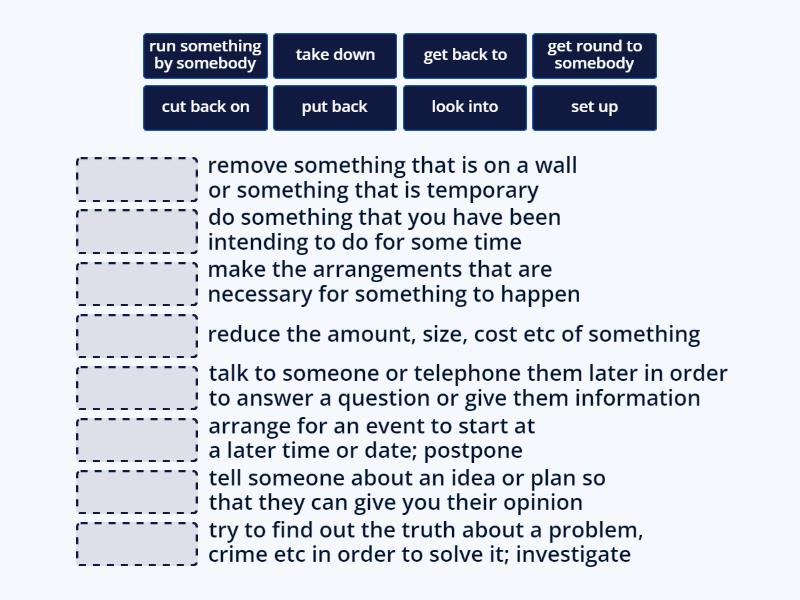 Unit 14 - Phrasal verbs for business (page 187) - Match up
