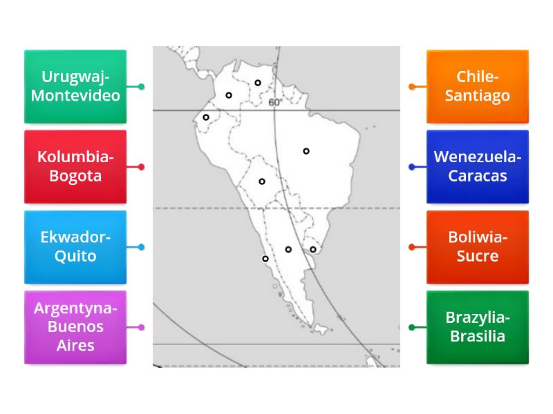 MAPA ŚWIATA (EKWADOR-BOLIWIA)- 4 TECHNIKUM - Labelled diagram