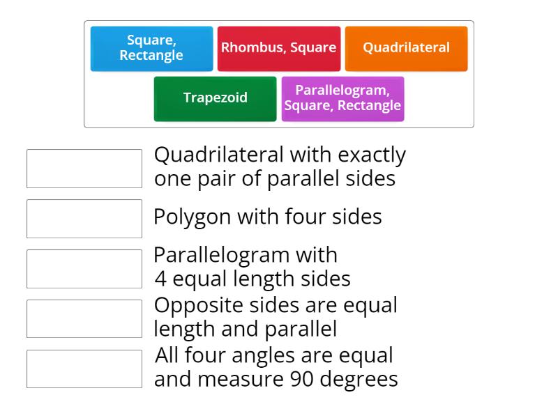 Classify Quadrilaterals - Match up