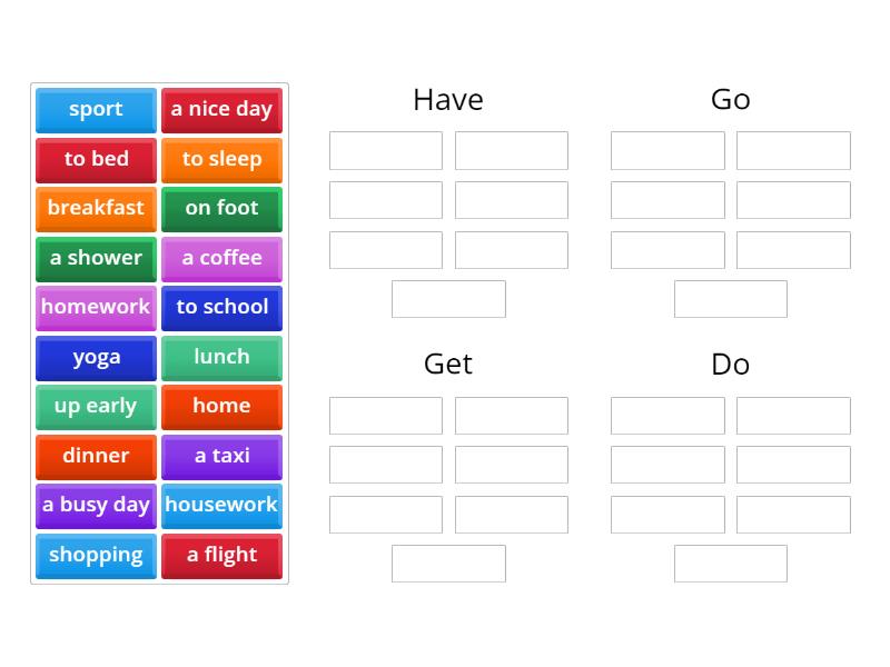 Verb Phrases with Have/ Do/ Get/ Go - Group sort